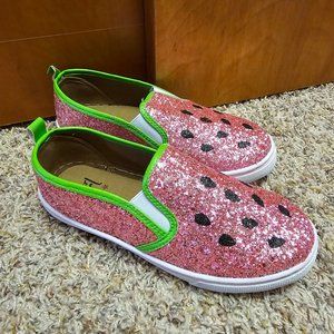Watermelon Glitter Sneakers (Girls Size 5)